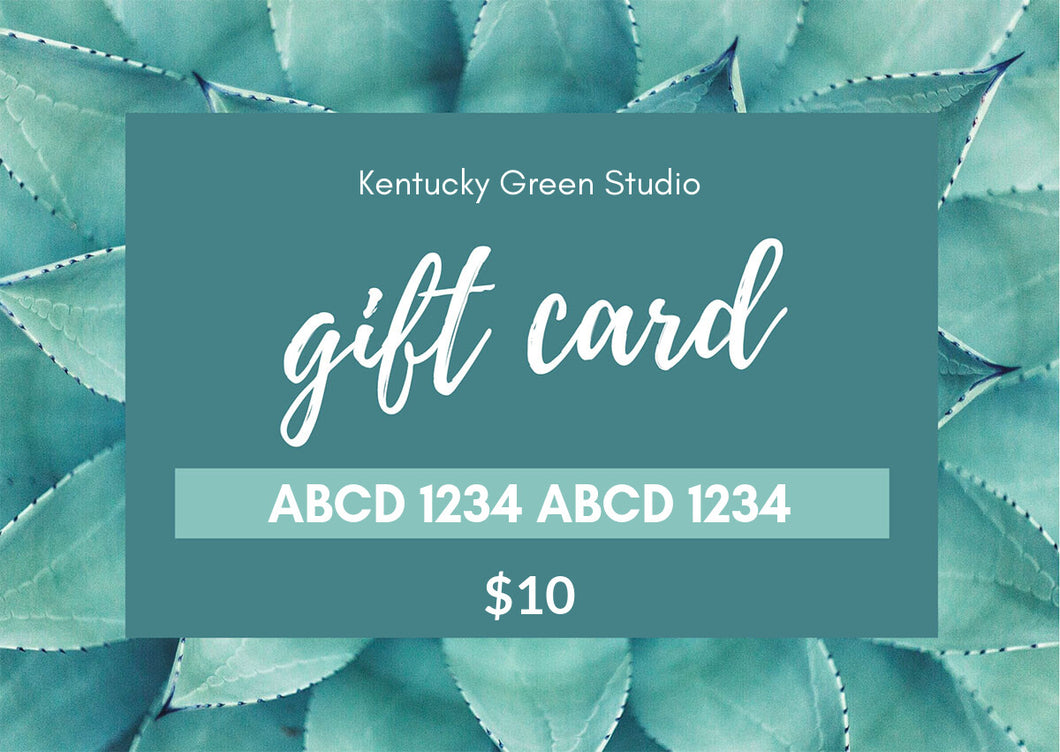 Tarjeta de regalo de Kentucky Green Studio